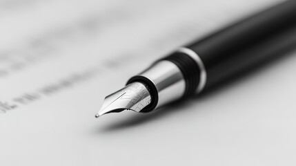 Fototapeta premium A Sleek Black Chrome Pen on a White Background, Representing Elegance and Professionalism