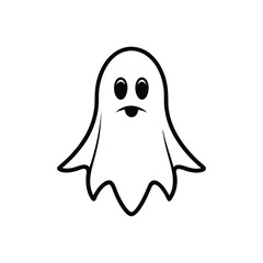 Halloween Ghost Vector illustration - Happy Ghost outline Clipart