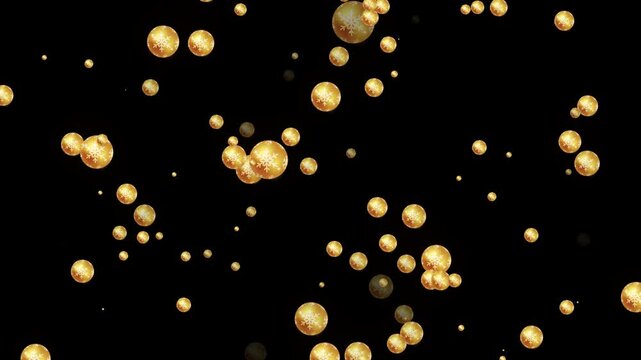 Christmas abstract yellow ball particle motion, holiday festival wedding gift, alpha chanel black art background V4