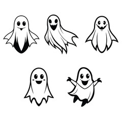 Obraz premium collection of Halloween Ghost Vector illustration