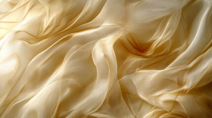 Obraz premium Soft golden fabric drapes gracefully, creating elegant ripples across the surface