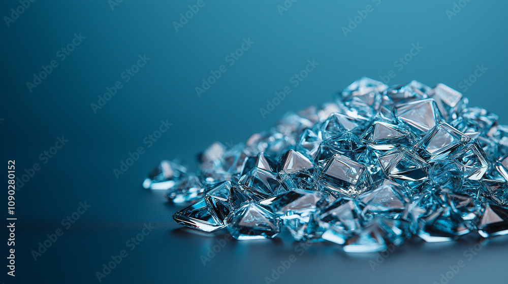 Poster shimmering blue crystals create stunning visual display on surface