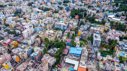 Ariel Shot of beautiful Bangalore City in India 