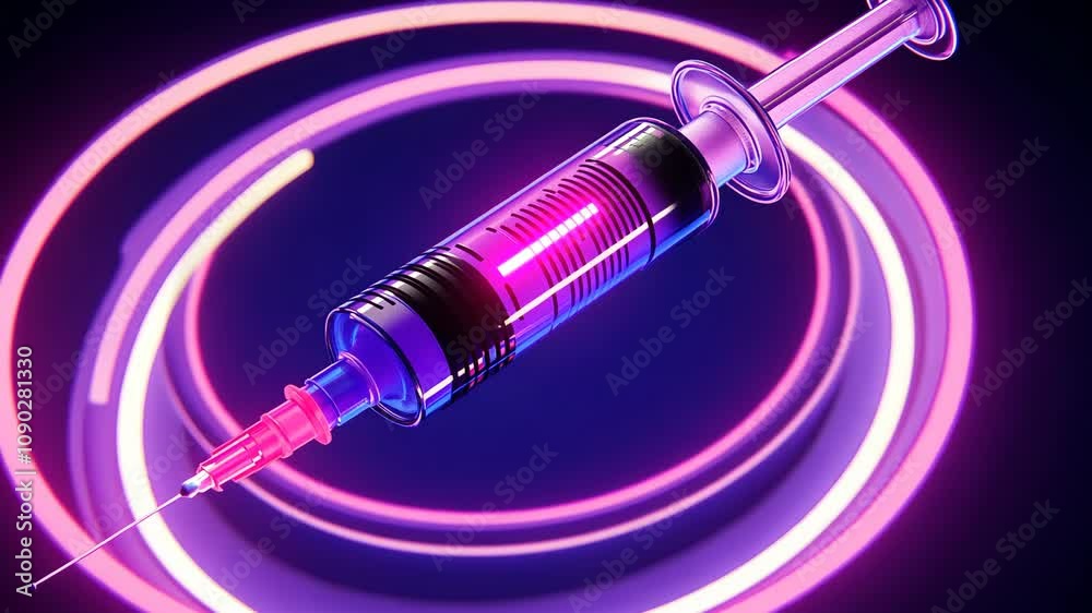 Wall mural a detailed 3d rendering shows a syringe in sharp focus against a dark background
