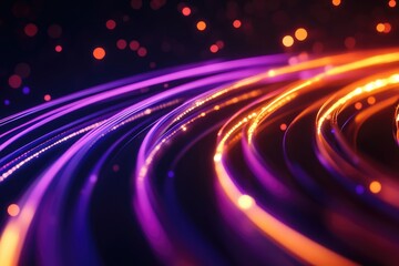 Obraz premium abstract flowing neon wave purple background