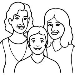 smiling three generations of women posing together