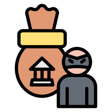 thief with money bag icon clip art preview