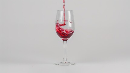 Pouring Red Wine into a Transparent Glass on White Background - A Captivating Moment of Elegance. The Rich Red Wine Cascading into the Glass, Its Color Standing Out Against the Purity of White. 