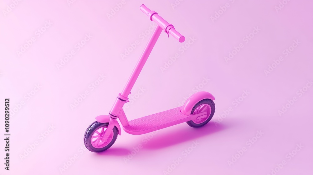 Poster a vibrant pink scooter displayed against a matching background, emphasizing fun and mobility.