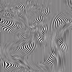 Waves of Illusion: Dynamic Black and White Abstract Background