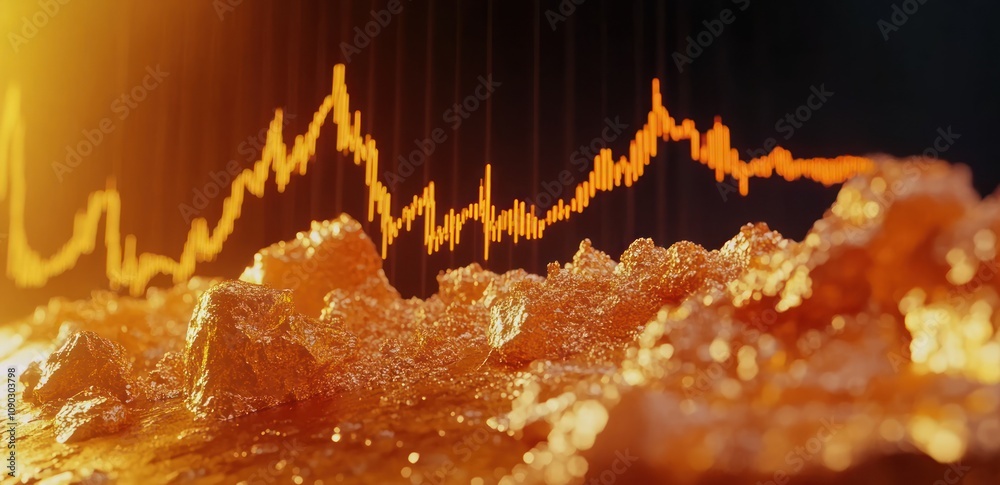 Poster Abstract visualization of data with a textured surface and dynamic waveform representation.