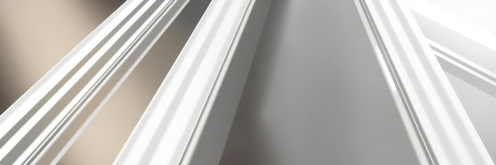 Obraz premium Sleek and modern abstract design featuring intersecting white chrome lines on a shiny surface, silver, metallic