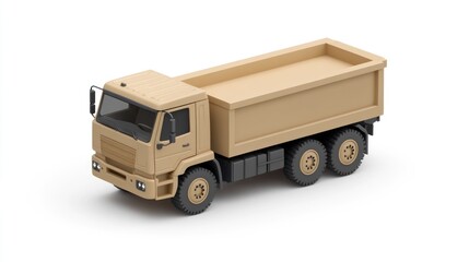 A beige dump truck designed for construction and transportation of materials.