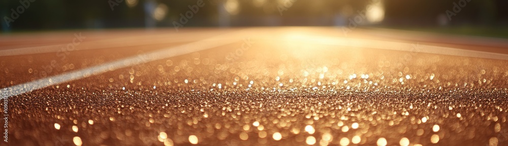 Aufkleber A close-up view of a sunlit running track surface with sparkling details.