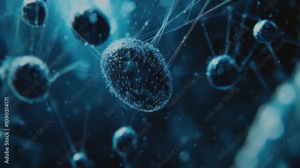 Poster Abstract representation of microscopic entities in a digital environment.