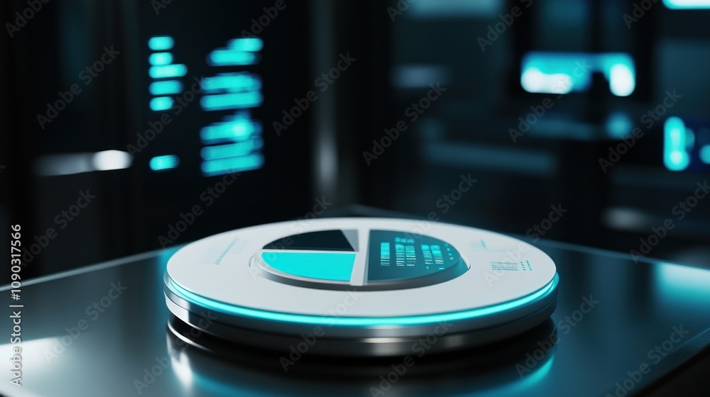 Aufkleber A futuristic device displaying data analytics on a sleek surface.
