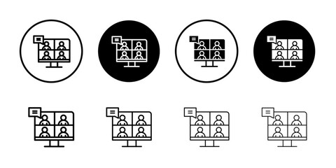 Obraz premium Online meeting icon Black and white outline vector