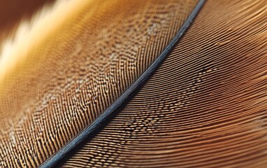 Close-up of brown feather with intricate details and textures.