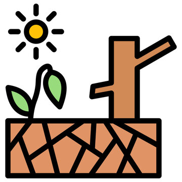 wilted plant and dry land under sun clip art preview