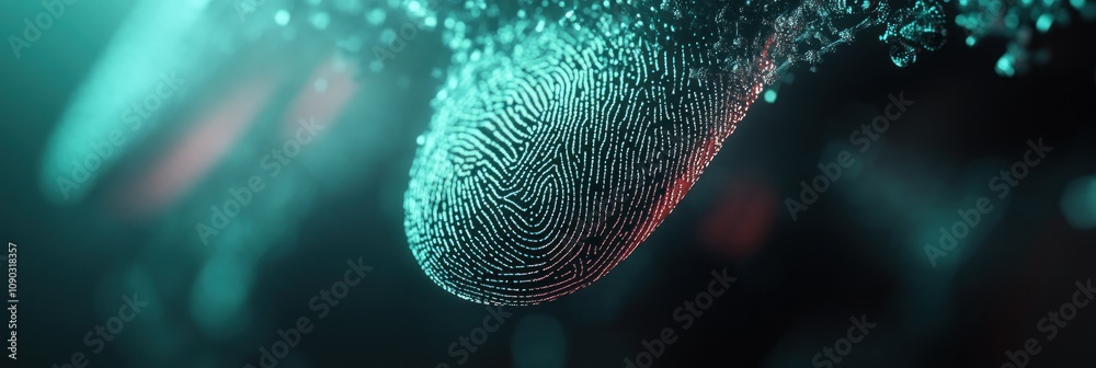 Poster A close-up of a fingerprint, symbolizing identity and security in a digital context.