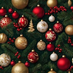 Christmas tree with gifts and decorations