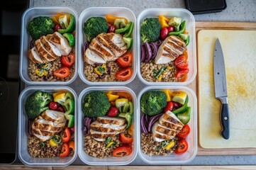 Healthy Meal Prep Containers: Balanced Meals with Grilled Chicken, Veggies, and Quinoa
