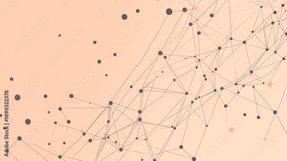 Aufkleber Abstract network design with dots and lines on a soft background.