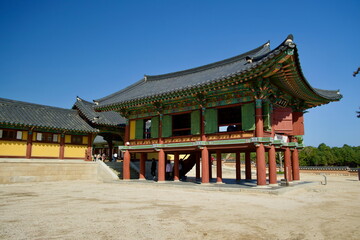 Fototapeta premium Side View of Binilru Pavilion at Naksansa Temple