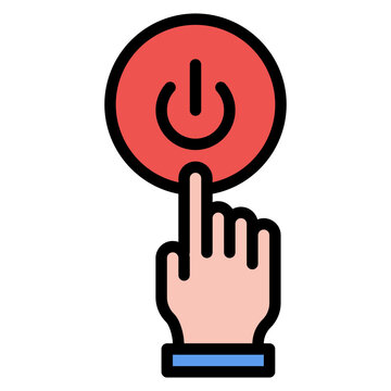 hand pressing red power button clip art preview