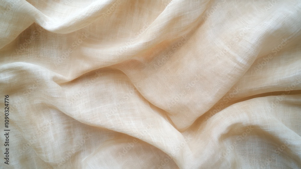 Poster a close-up view of soft, textured fabric in a light beige color.
