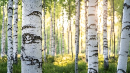 Serene Birch Forest Sunlight