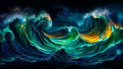 Obraz premium A painting of a large wave in the ocean