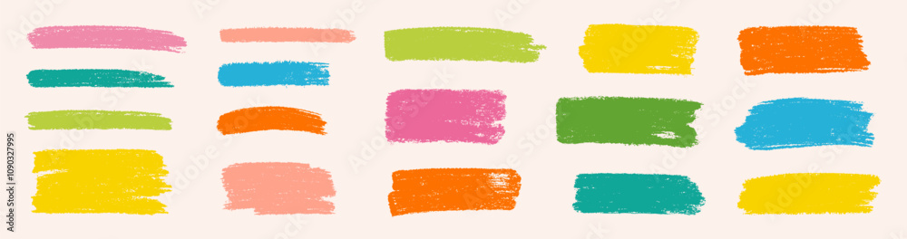 Poster Brush box paint background frame. Brush paint stroke for text box square frame. Vector hand drawn banner background set for highlight design graphic element. Square banner stroke vector illustration.