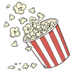 Popcorn Explosion from a Classic Movie Theater Paper Cup, Cut Out
