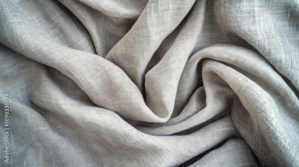 Poster a close-up of wrinkled, soft gray fabric showcasing its texture and flow.