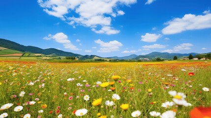 Vibrant Meadow Under Blue Sky