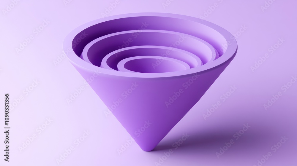 Aufkleber a minimalist purple cone with concentric circular layers, showcasing modern design aesthetics.