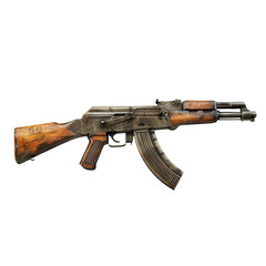AK-47 Assault Rifle on Transparent Background