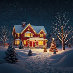 Christmas tree with gifts and decorations