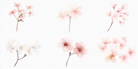 Fototapeta premium Delicate Cherry Blossoms Watercolor Art