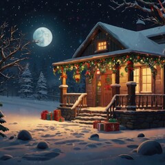 Christmas tree with gifts and decorations