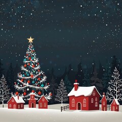 Christmas tree with gifts and decorations