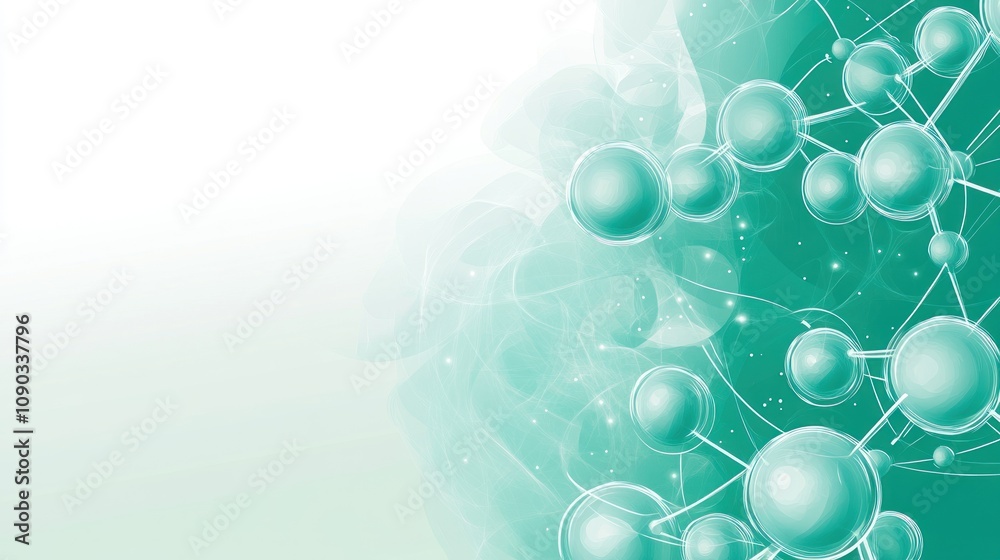 Poster Abstract illustration of molecular structures with a soft gradient background.