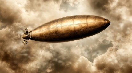 Naklejka premium A large airship flying through a cloudy sky
