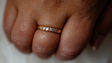 Obraz premium A woman's hand with a gold ring on it