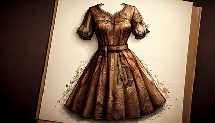 generative AI. Batik dress concept on paper made from recycled materials