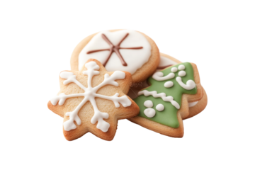 Festive christmas cookies isolated on white background food photography holiday vibes close-up treats