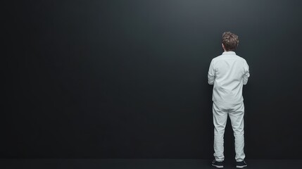 Obraz premium gamer guy in full growth, the guy stands with his back turned halfway around