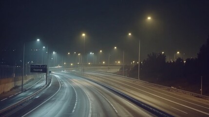 Obraz premium Empty express lane on highway during off-peak hours, symbolizing efficiency and opportunity in a calm, uncluttered environment.