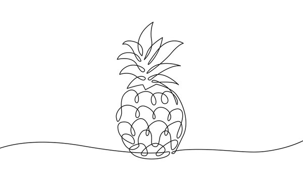 recommend clip art: Single Continuous Line Drawing of Pineapple. Simple Modern Linear Drawing of Tropical Fruit. Pineapple Minimalism Style One Line Vector Illustration for Trendy Design